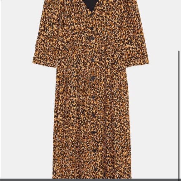 Zara midi leopard button down dress sz xs - Picture 3 of 11
